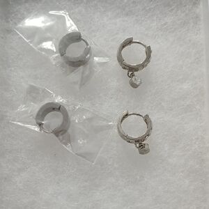 Elegant Silver Hoop Earrings with Charm